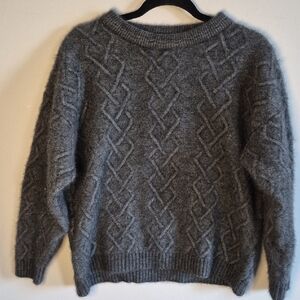 Gray Cable Knit Women's Sweater